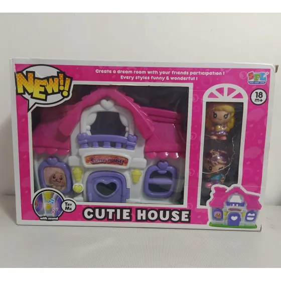Juguete Cutie House, Casita + 2 Muñecos, Sonido, Usada