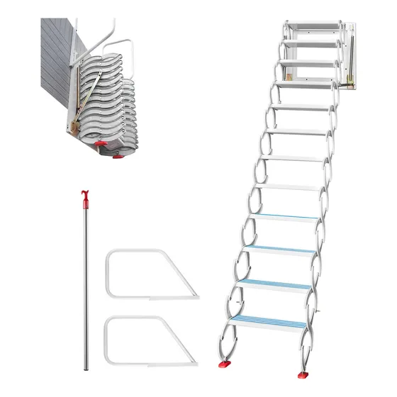 Vevor 3m Escalera Telescópica Retráctil Altura Ajustable Color Blanco