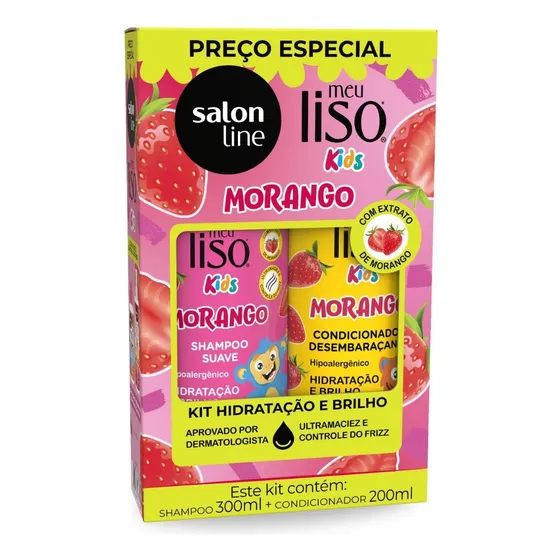 Shampoo 300ml + Condicionador 200ml Kids Morango Salon Line