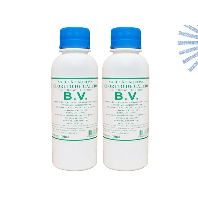2 Cloretos De Cálcio Líquido 200ml Para Fazer Queijo Caseiro