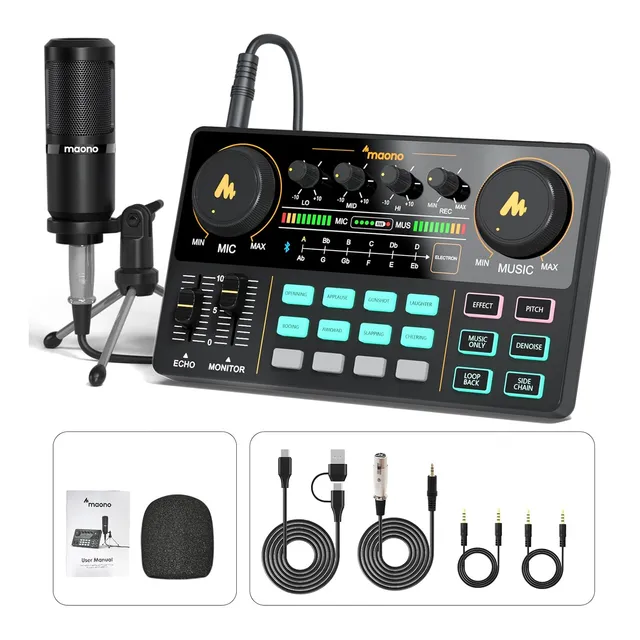 Maono Podcast Equipment Bundle Mezclador De Audio Todo-en...