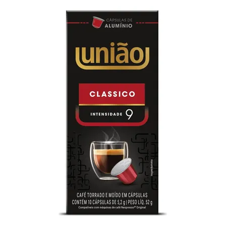 café torrado e moído en cápsula União Classico sem glúten
