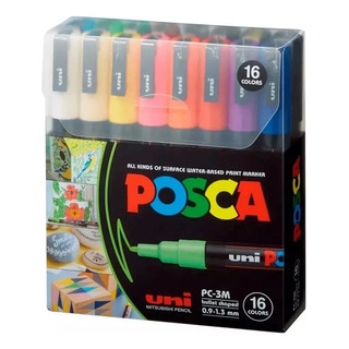 Marcadores Posca Uni Pc-vo De 3 M Colors, 16 Unidades Marcadores Posca Uni Pc-vo De 3 M Colors, 16 Unidades