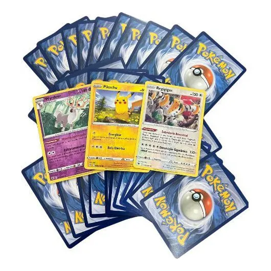 Lote De 100 Cartas Pokémon + 3 Brilhantes