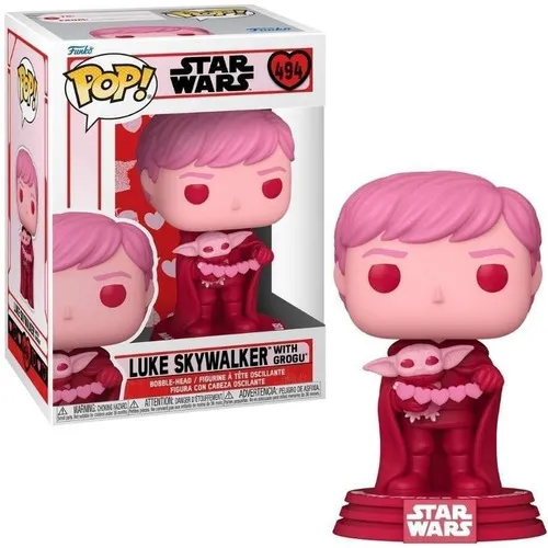 Funko Pop Luke Skywalker With Grogu Star Wars Corazones Rosa