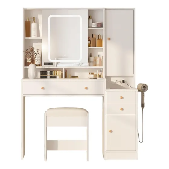 Tocador De Maquillaje Con Espejo Mueble Mesa Para Dormitorio