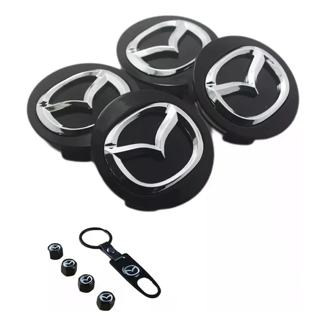 Kit Tapas Centro De Rin Mazda 3 5 6 Cx5 Cx7 Cx9 Negro 57mm