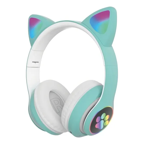 Fone de ouvido over-ear gamer sem fio Luuk Young LT30 verde com luz LED