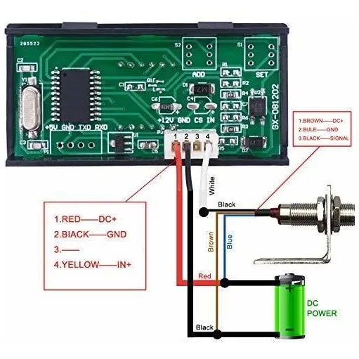 4 Tacometro Digital Rpm Led Rojo Iman Hall Npn Sensor R