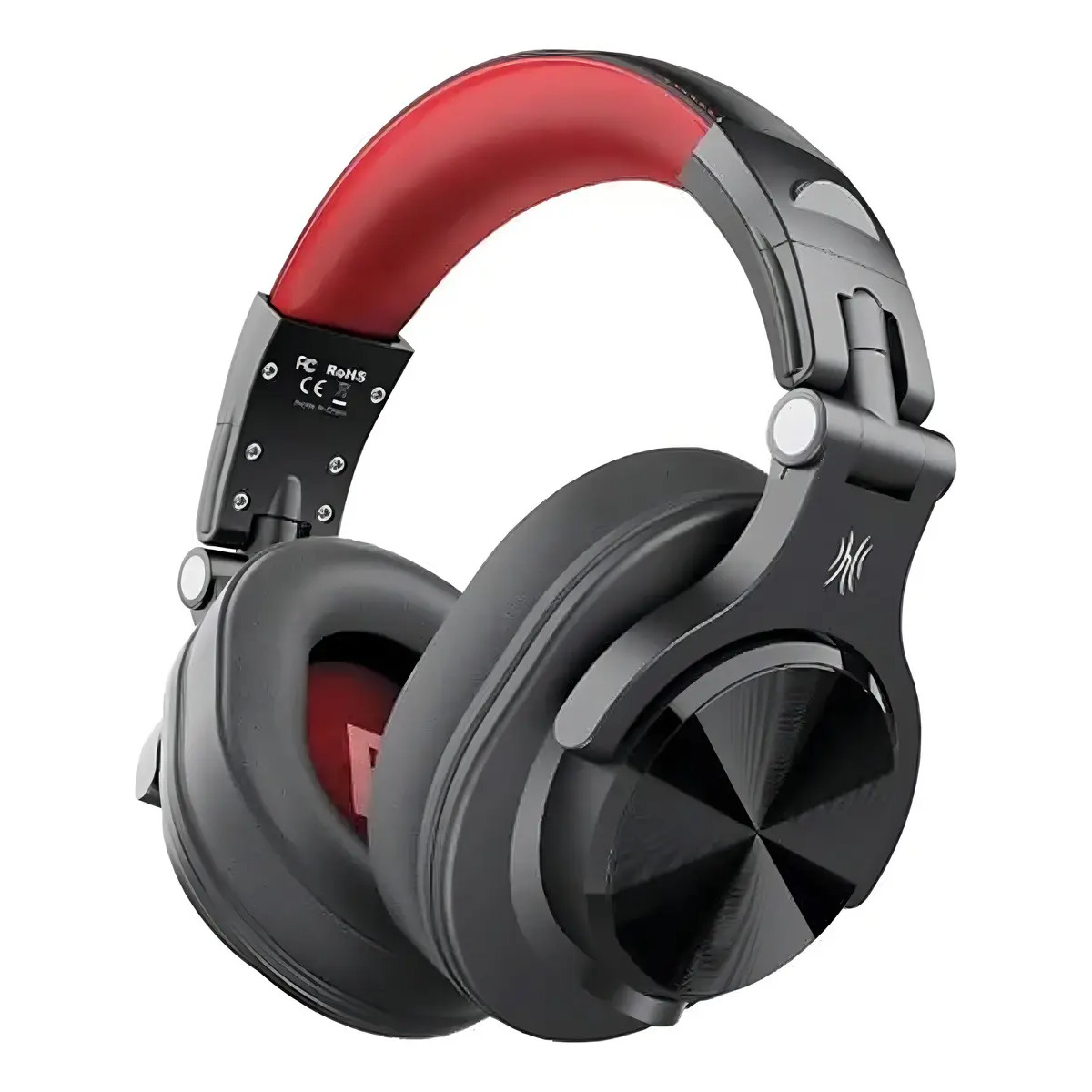 Headset Gamer OneOdio A71 na cor preta com detalhes em vermelho na haste superior e acabamento texturizado nos fones