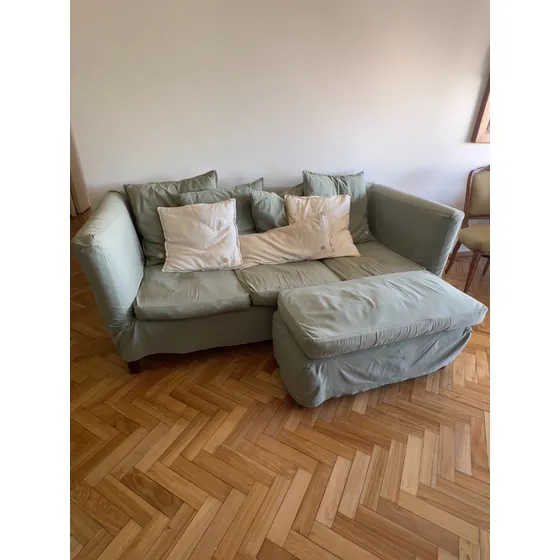 Sillon 3 Cuerpos Mas Camastro Movil Living Verde Liso