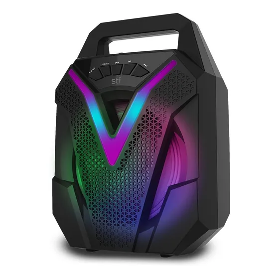Bocina Inalámbrica Stf Vibe 6.5 Pulgadas Portátil Con Luz Color Negro