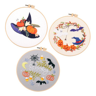 3 Juegos Kit De Inicio De Bordado Con Patrón Halloween Diy 3 Juegos Kit De Inicio De Bordado Con Patrón Halloween Diy