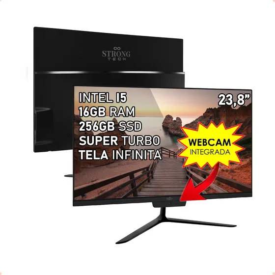 All In One Preto Intel I5 16gb Ssd 256gb 23,8 Strong Tech