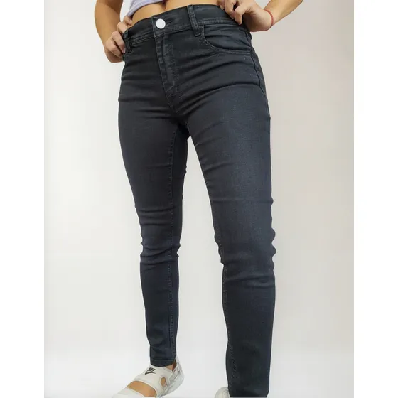 Pantalón De Jean Semi Recto Exotikeo Negro Gastado