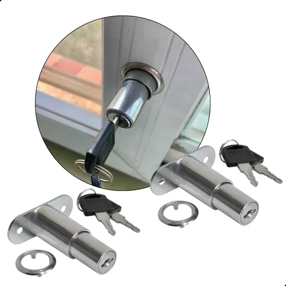 Kit 2 Fechaduras Pino Pressão 22mm Porta De Correr E Gaveta