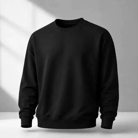 Moletom Liso Gola Careca Flanelado Algodão Sem Capuz Casaco G Preto