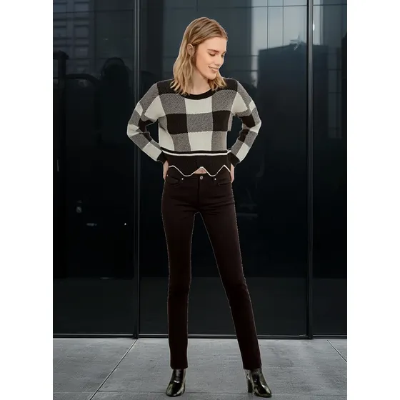 Suéter Corto Mujer Hombros Caídos Blanconegro Sweater Td 36