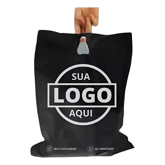 Sacolas Personalizadas Com Sua Logo 30x40, 500 Un Cor Preto