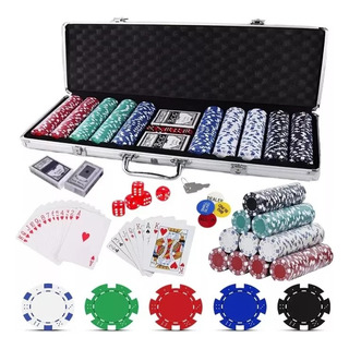 Juego De 500 Fichas De Poker Con Maletín Metálico Y Barajas Juego De 500 Fichas De Poker Con Maletín Metálico Y Barajas