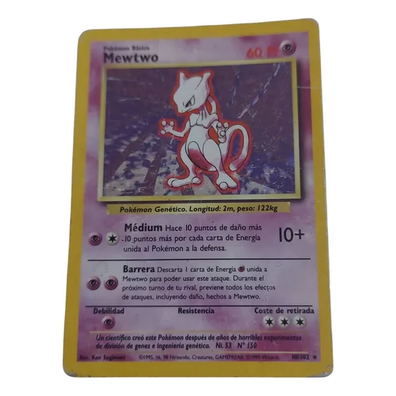 Cartas Pokemon Mewtwo 10/102 Base Set En Español Mewtwo Español