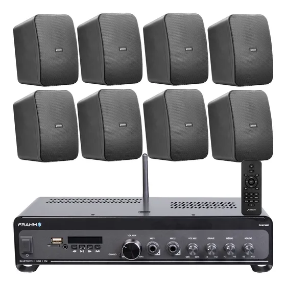 Kit Som Para Bares Frahm 3600 + 8 Caixas Jbl 