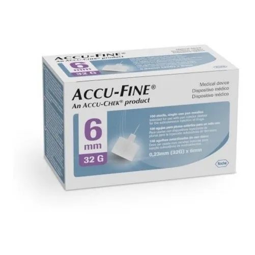 Accu-fine 100 Agujas Estériles Descartables Pluma 6mm 32g Color Blanco