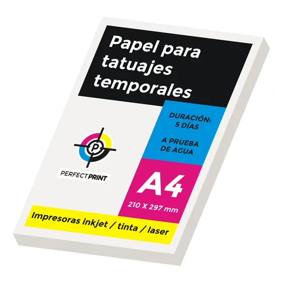Papel Tatoo A4 X 5 Hojas Tatuajes Temporales Tinta Inkjet Color Transparente Sem Desenho