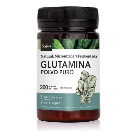 Glutamina Natural En Polvo X 200 Gr Natier  Vegano Sin Sabor