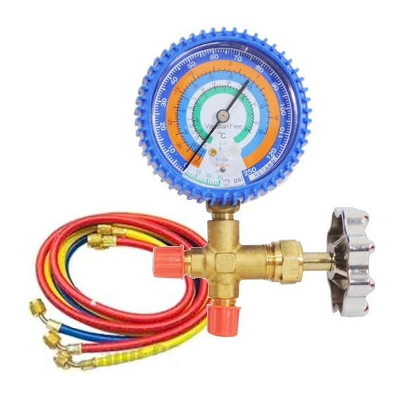 Combo Manifold Simple Baja R22 R134a R12 Y Juego 3 Mangueras