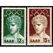 Saar-sarre 2 Sellos Mint Sobretasa, Olimpíada Melbourne 1956