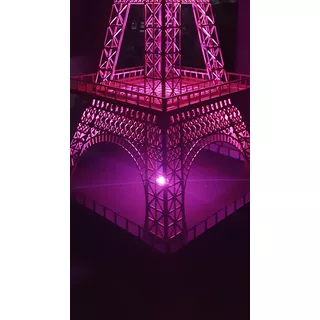 Torre Eiffel Mdf 2,20 Metros Com Base De Iluminação Led Rgb