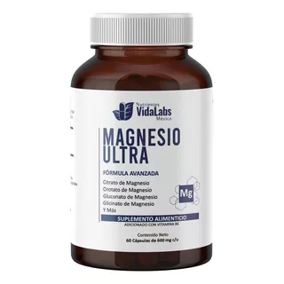 Magnesio Ultra Nutrientes Vidalabs México 60 Cápsulas 