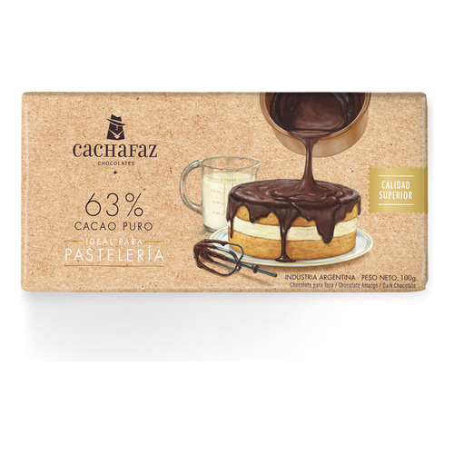 Chocolate 63% Cacao Puro Para Pasteleria Cachafaz 100 G