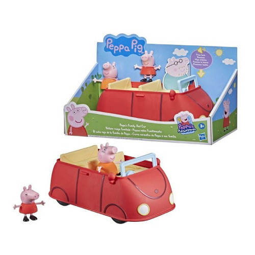 Carro Peppa Pig + 2 Figuras Con Sonidos Color Rojo