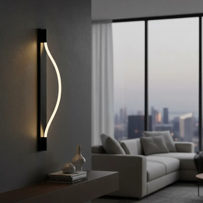 Aplique Manguera Led Moderno Negro L4516 16w Mks
