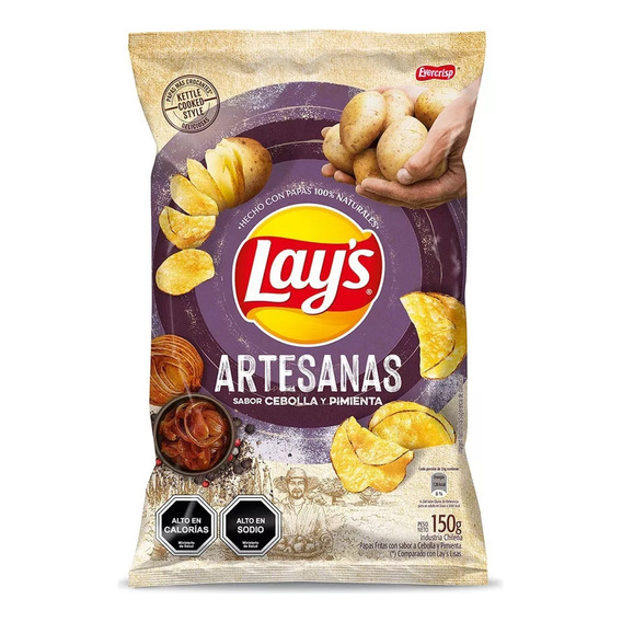 Papas Fritas Lays Artesanas Cebolla Pimienta 150 G