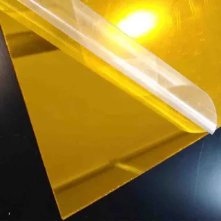 Placa Chapa Acrílico Dourado Espelhado 50x50 Cm 2mm 