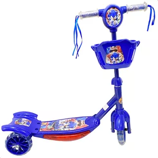 Patinete Musical Frozen Três Rodas Infantil Crianças 5 Anos Cor Azul Sonic - Azul