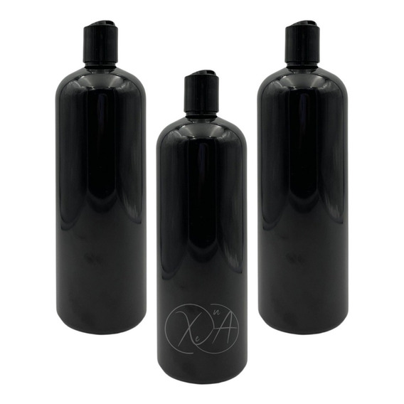 Envases Botellas Plastico Negro 1 Lt Tapa Disco Negra X 100