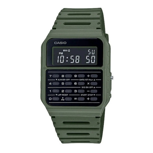 Reloj Casio Unisex Ca-53wf-3b Color De La Malla Verde Color Del Bisel Verde Color Del Fondo Negro