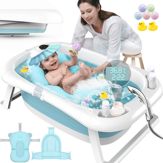 Tina De Baño Para Bebés Plegable Con Cojin Y Termometro