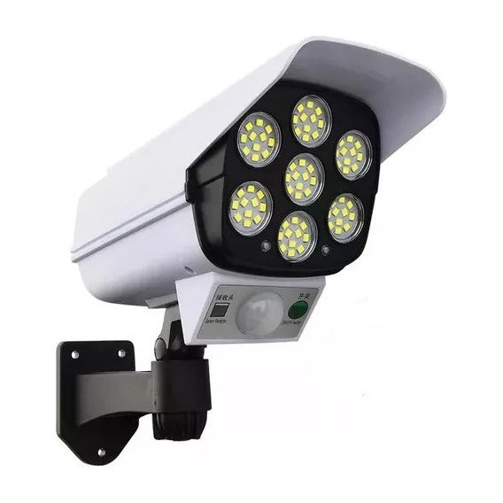 Camara Falsa Lampara Luz Solar Simulador Sensor Movimient Ip Color Blanco