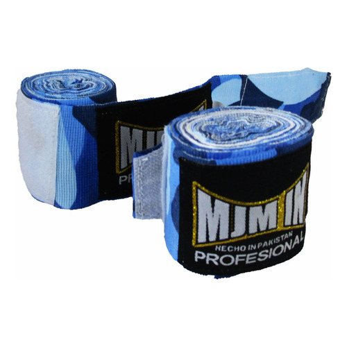 Vendas Para Box Algodón Mma Kick Boxing 4.5 Mts Mjm In Color camuflaje azul