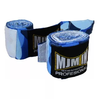 Vendas Para Box Algodón Mma Kick Boxing 4.5 Mts Mjm In Color Camuflaje Azul
