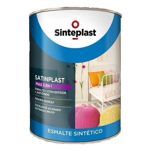 Esmalte Sintético + Convertidor Brilloplast 3 En 1 1lts Acabado Brillante Color Marfil Seda