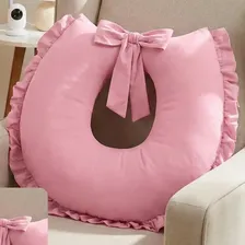 Almofada De Amamentação Com Laço Travesseiro Liso Cor Rosa