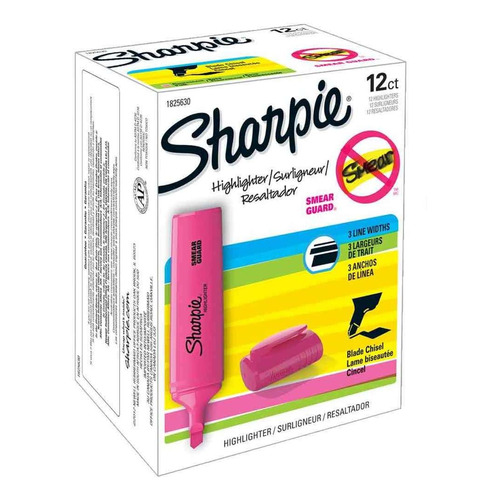 Destacador Sharpie Blade Rosa Caja X12 Color Rosado