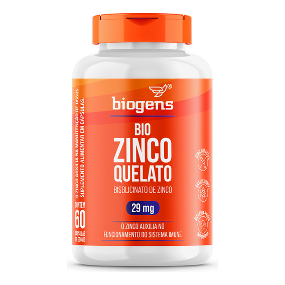 Zinc bioquelado 29 mg, quelatado 60 cápsulas, sabor Biogen sin sabor