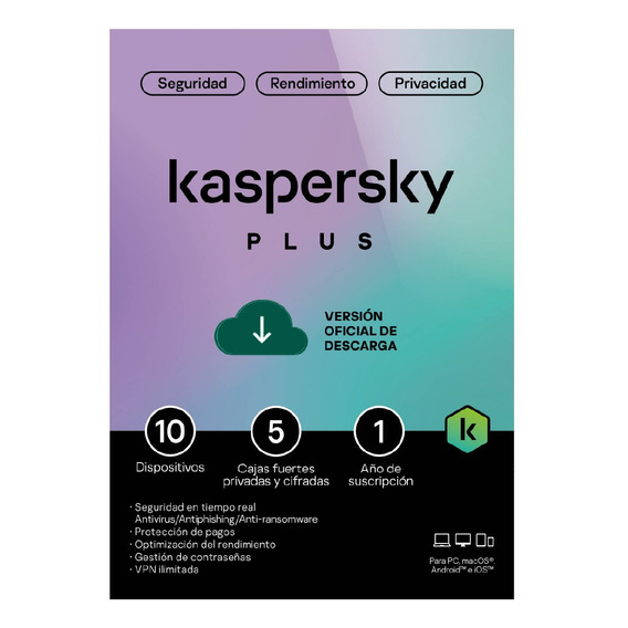Kaspersky Antivirus Plus 10 Dispositivos Por 1 Año